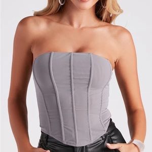 COPY - Grey Strapless Mesh Corset